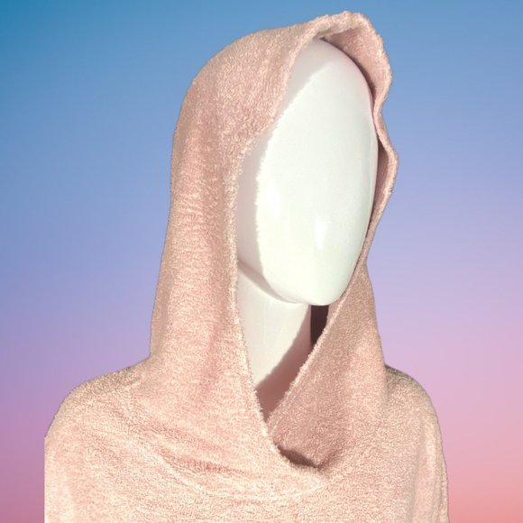 SCRUMPTIOUS SOFT PINK TERRY TOWEL HOODED SWEATSHIRT (SZ O/S) (NWOT) - Picture 5 of 10
